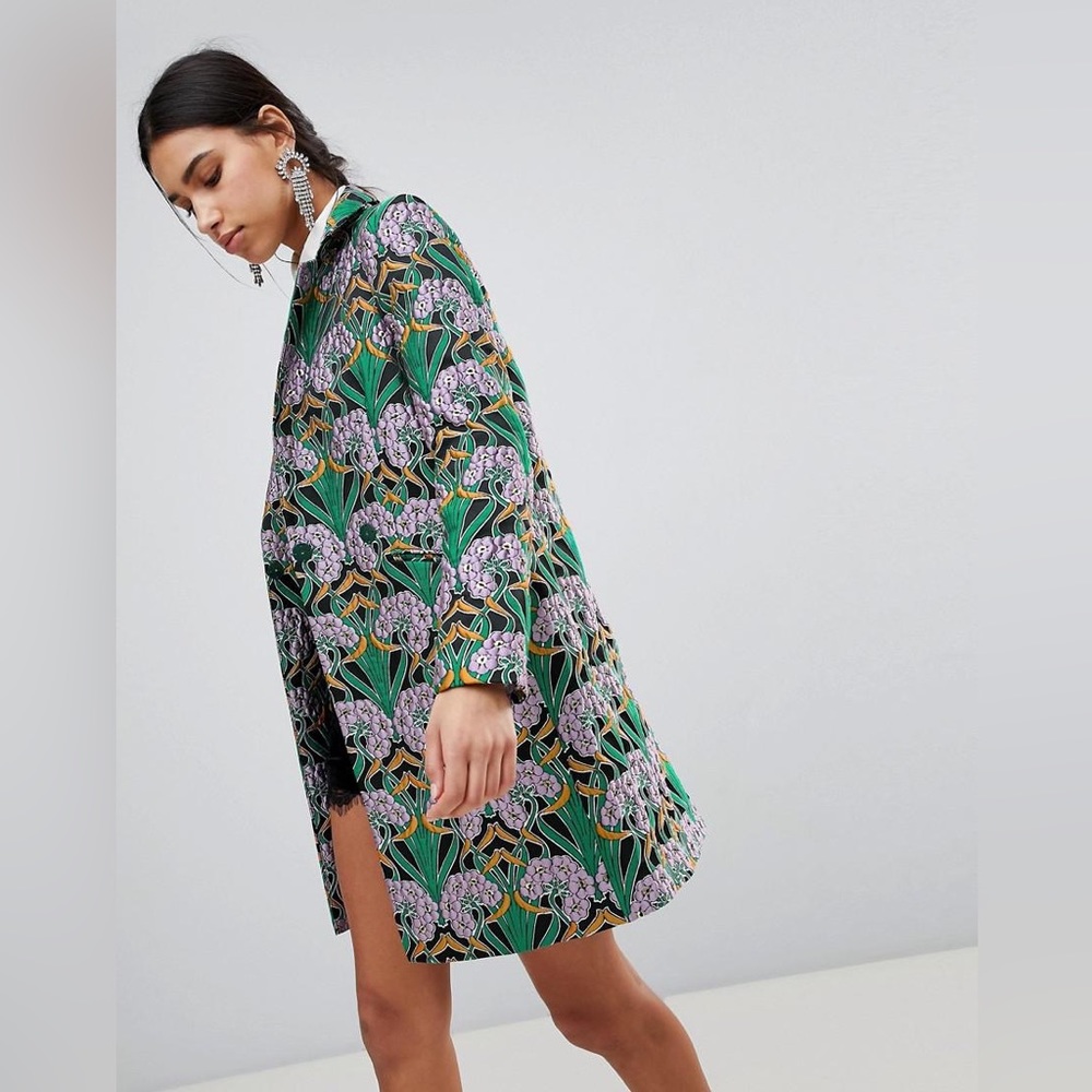 ASOS petite jacquard slim coat / with flower - new with tag